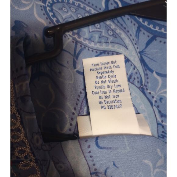 Blair 3/4 Bell Sleeve Blouse Paisly Print With Sequences Size 2XL Blue 28" L - Picture 6 of 6